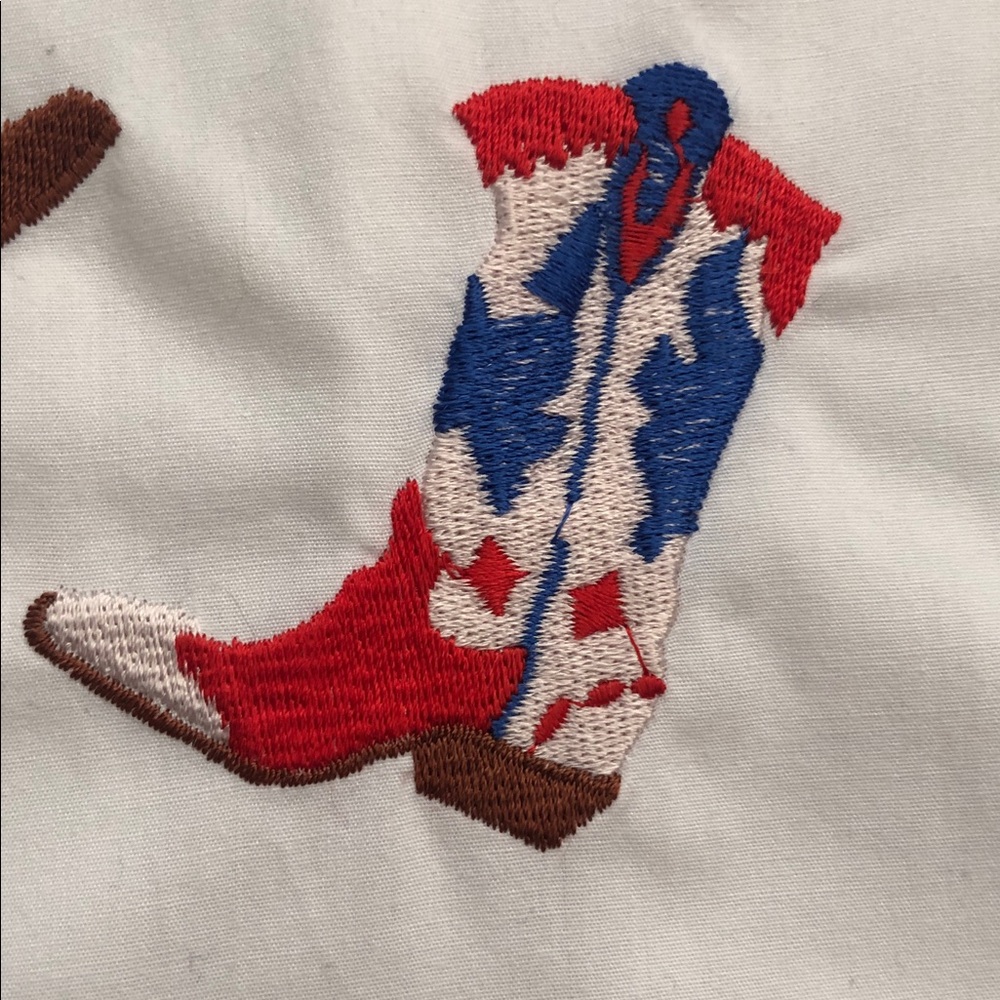 Westbound II Women’s Embroidered Cowboy Boot White Shirt Size 16 - Picture 8 of 12